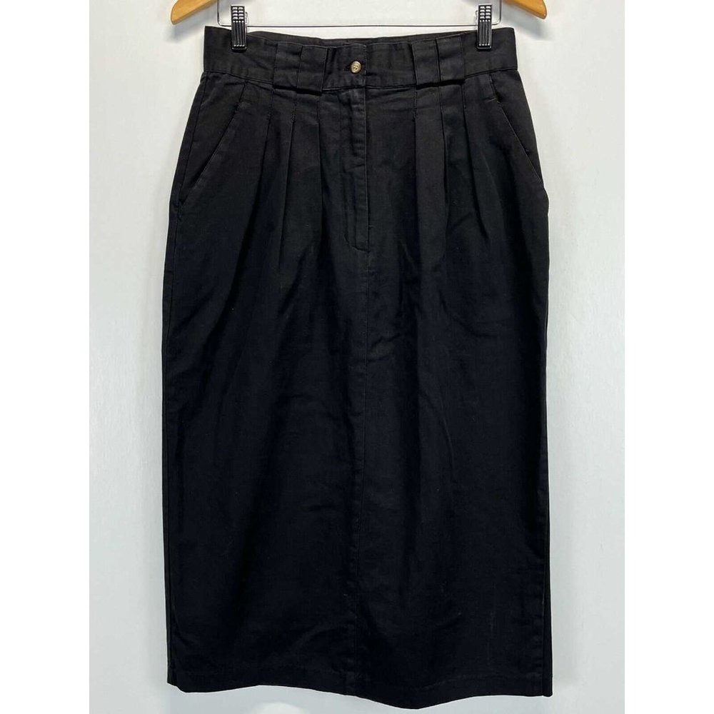 Vintage Technics Midi Chino Skirt Sz 12 GUC Black Pleated